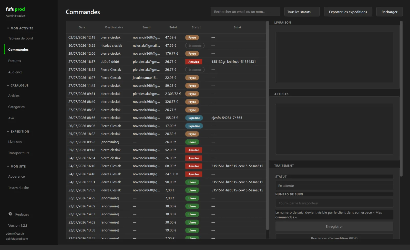 Suivez vos commandes en temps réel